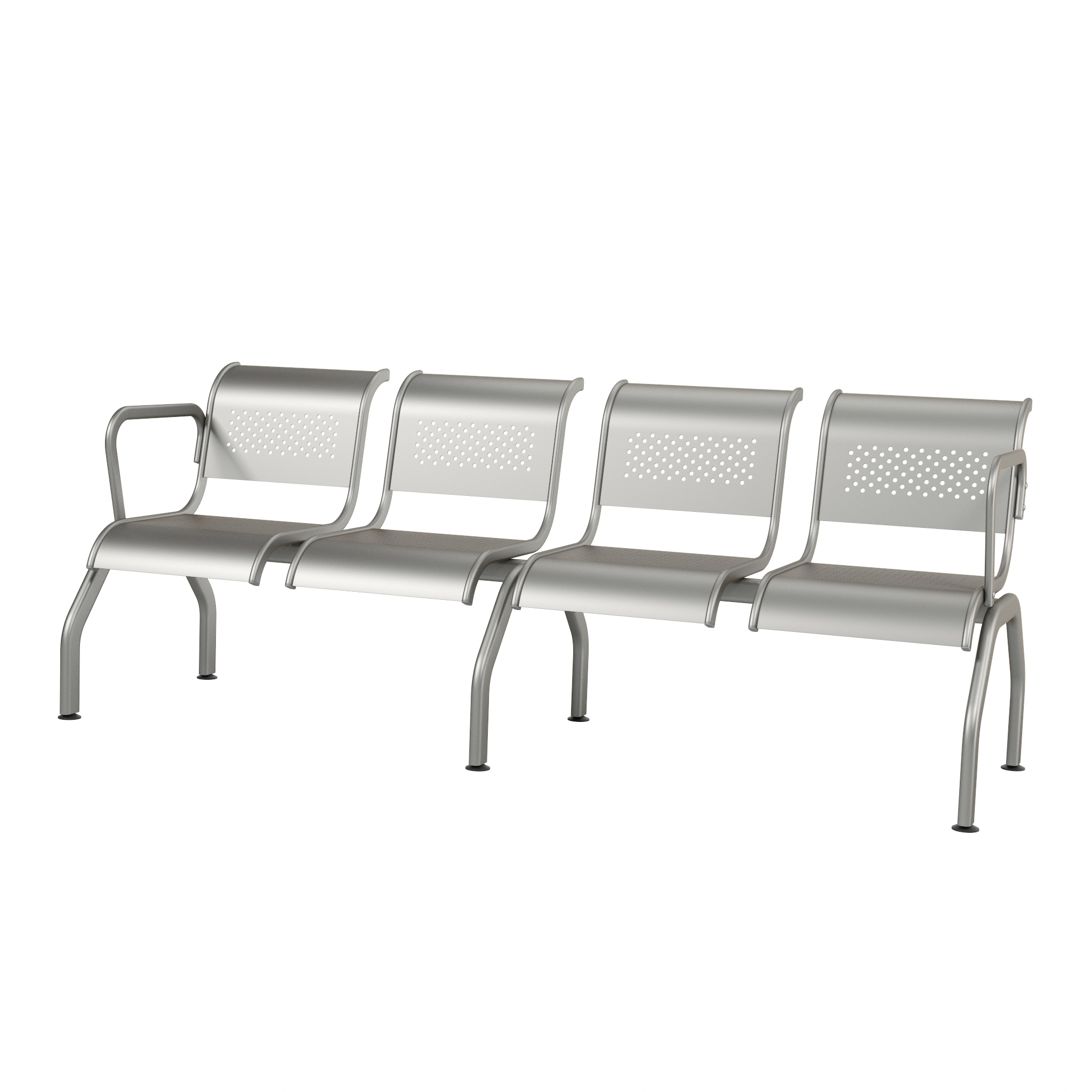 Секція сидінь ПРЕМ'ЄРА Рим-420, з підлокітниками, 1950х640х750 мм, перфорація, сірий, 4 секціі